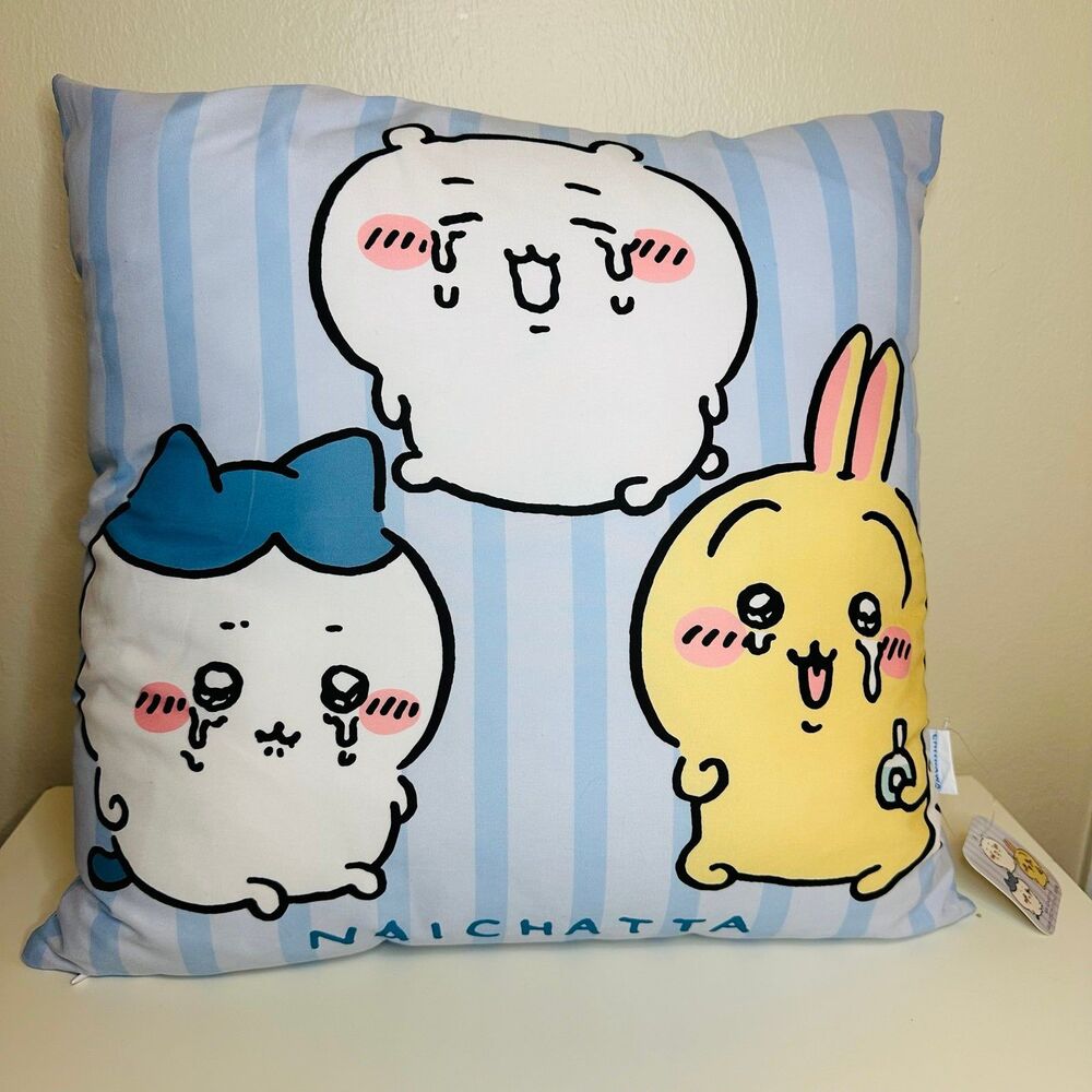 NWT authentic JP NAICHATTA Chiikawa Pillow/ Cushion 16”X16”, Large & Squishy